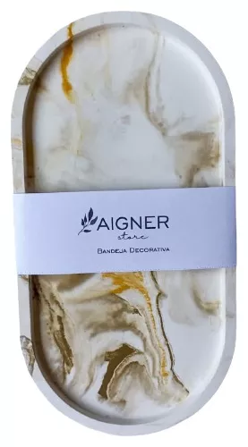 Bandeja Oval em Concreto - Marmorizado